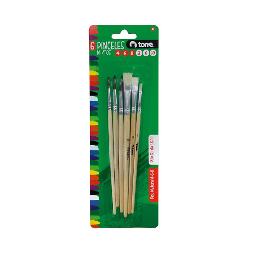PINCELES MIXTOS PLANOS-REDONDOS EN BLISTER TORRE