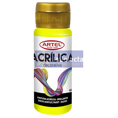PINTURA ACRILICA NEON AMARILLO 60ML ARTEL
