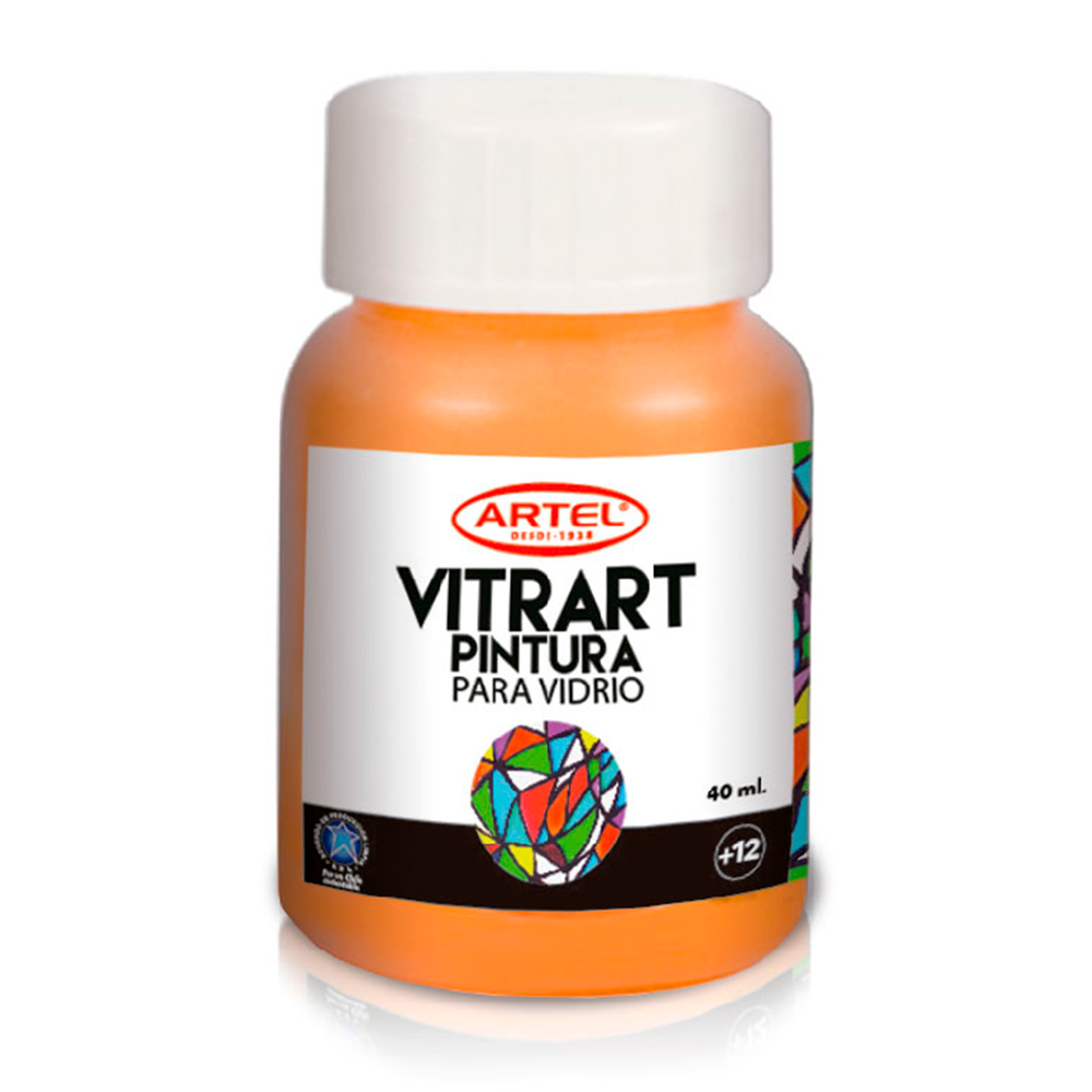 PINTURA VITRAT PARA VIDRIO NARANJA 40 ML ARTEL