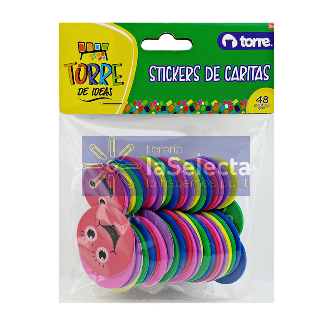 SET FIGURAS GOMA EVA CARITAS FELICES 48 UN ADHESIVOS TORRE