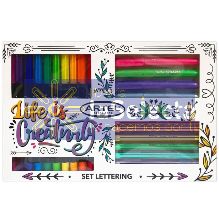 SET LETTERING 20 PIEZAS FINELINER Y MARCADORES ARTEL