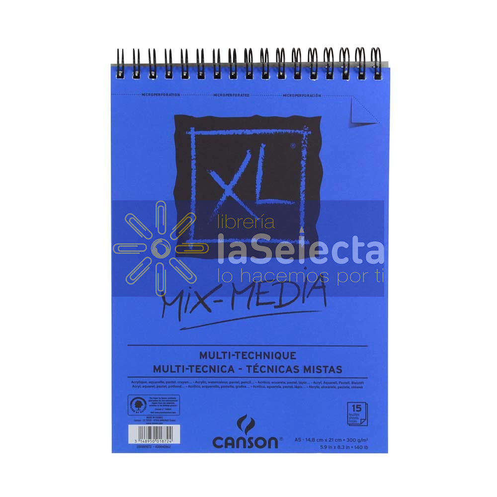 CROQUERA XL MIX MEDIA 300 GR 15 HJS A5 CANSON