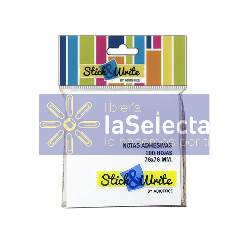 NOTAS ADHESIVAS 76X76MM 100 HOJAS BLANCO STICK WRITE