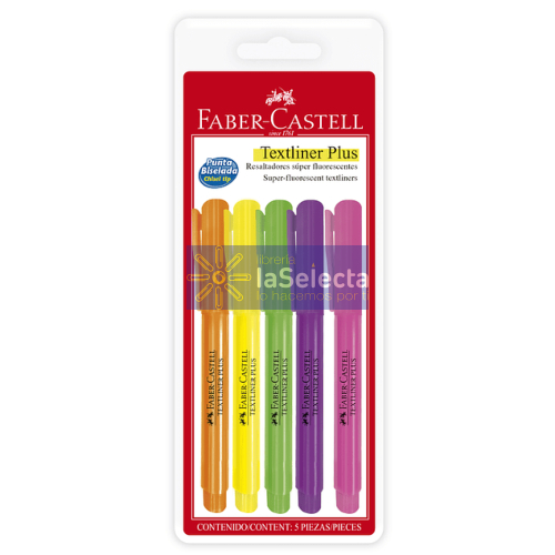 DESTACADORES TEXTLINER PLUS SUPERFLUORESCENTE X5 FABER-CASTELL