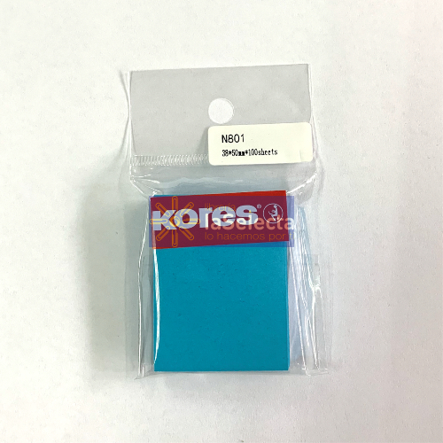 NOTAS ADHESIVAS 38X50 MM 100 HOJAS CELESTE KORES