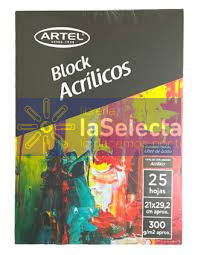 BLOCK ACRILICOS 25 HOJAS 21X29.2 CM 300 GR ARTEL