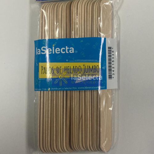 PALOS DE HELADO JUMBO NATURAL 25 UN LA SELECTA