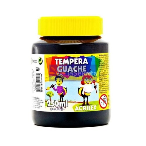 TEMPERA NEGRO 250ML ACRILEX