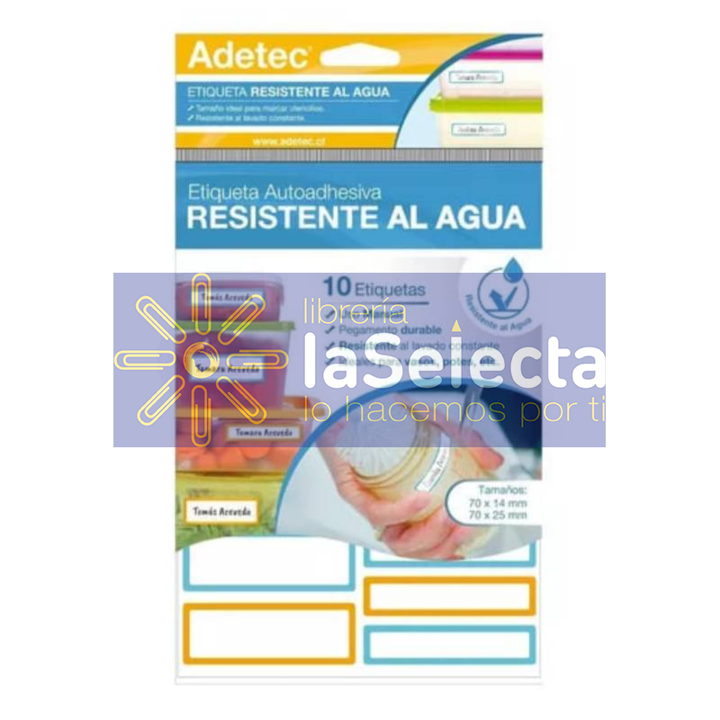 ETIQUETA AUTOADHESIVAS RESISTENTES AL AGUA 10 UN ADETEC