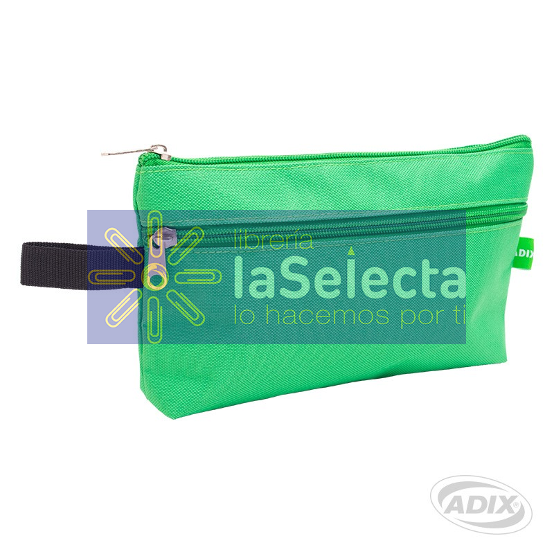 ESTUCHE ESCOLAR DOBLE CIERRE VERDE ADIX