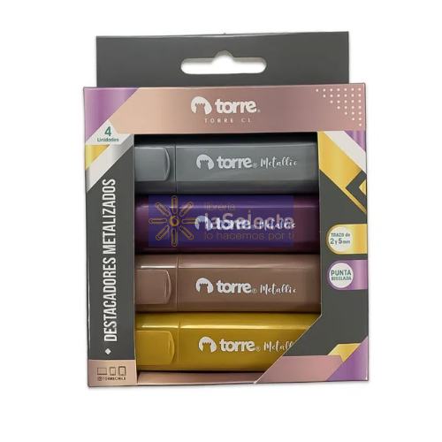 DESTACADORES METALICOS 4 COLORES TORRE