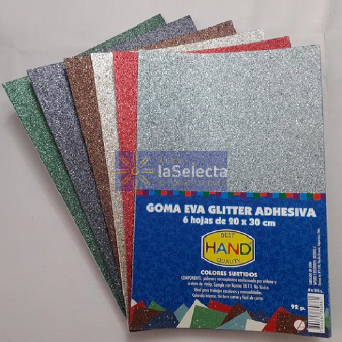 SET GOMA EVA GLITTER ADHESIVA 6 UN HAND