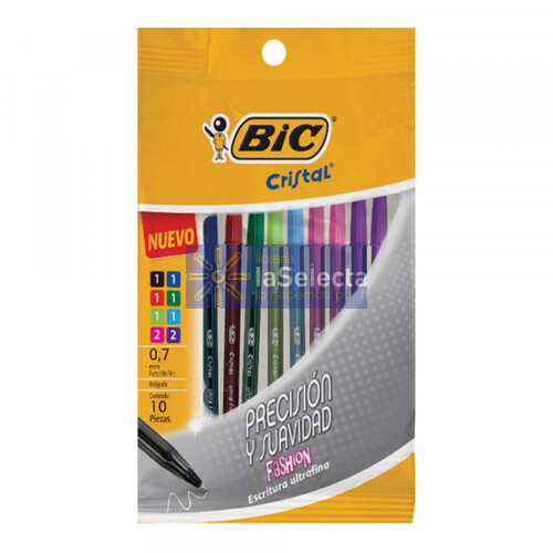 LAPIZ PASTA CRISTAL PUNTA ULTRA FINA 10 UN BIC
